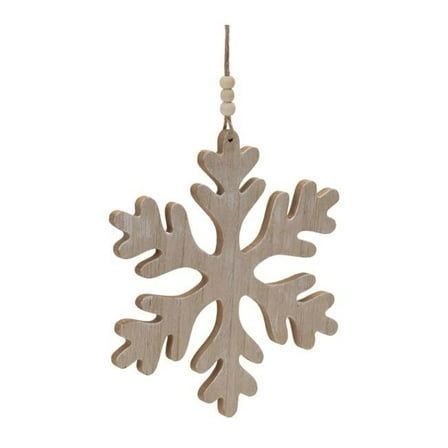 8 in. Wood Snowflake Ornament, Brown - Set of 12