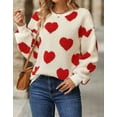 thumbnail image 2 of Sweaters for Women Valentine's Day Heart Printed Pullover Sweaters Warm Fuzzy Crewneck Sweaters Shermie, 2 of 6