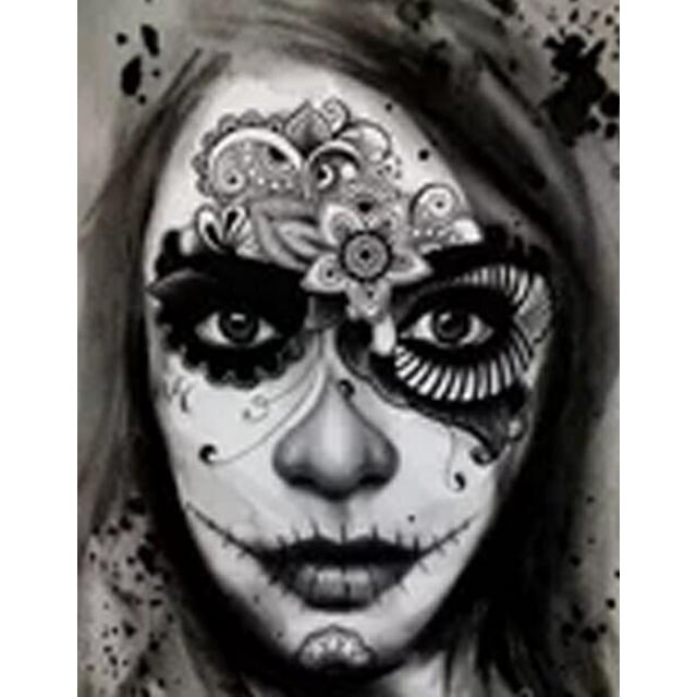 Pintura de diamantes 5D DIY, bordado de calavera y niña, punto de cruz, mosaico, imagen de diamantes de imitación, regalo de Halloween