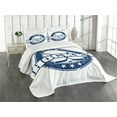 thumbnail image 3 of Ambesonne Hockey Quilted Bedspread Set 3 Pcs, Vintage Sticks Stars, Queen Size, Navy Blue White, 3 of 5