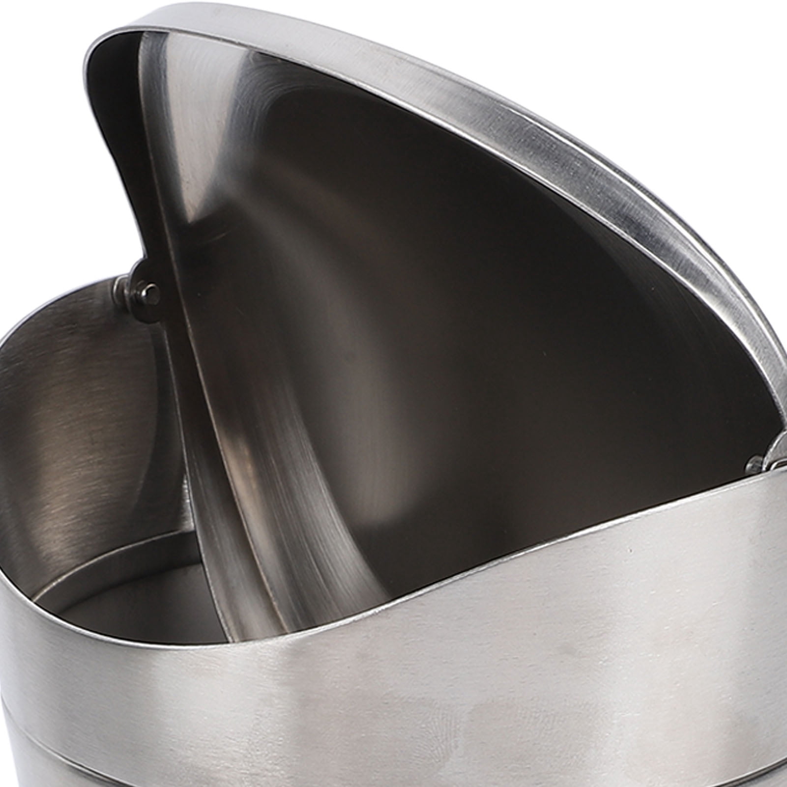 BIMZUC Stainless Steel Desk Trash Can with Swing Lid, 1.2 Gallon Small Wastebasket for Office, Bathroom, and Kitchen Countertop, Brushed Nickel