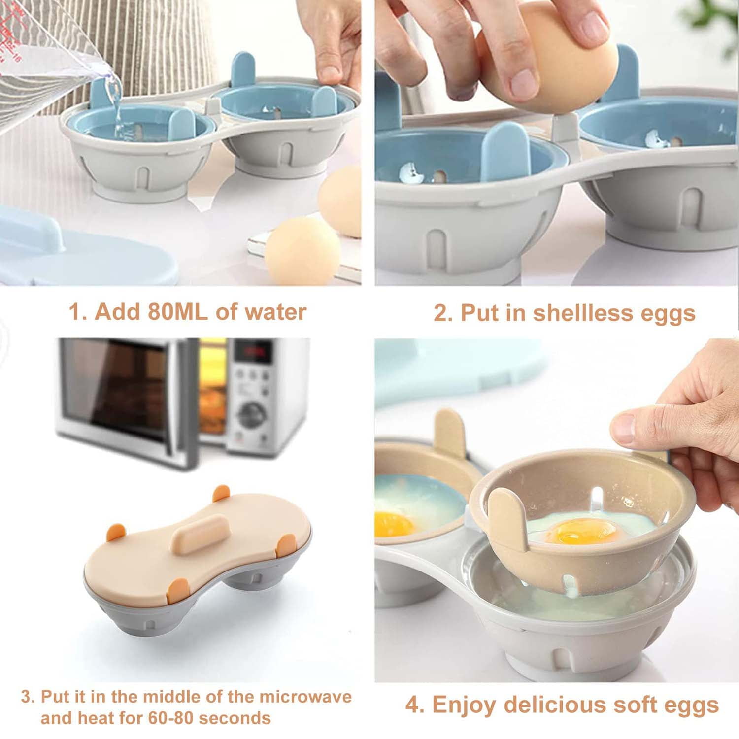 1pc Chicken Shape 4 Eggs Steamer Boiler Kitchen Microwave Oven Supplies  Cooker Tool.Can cook steamed bread, bread, dumplings and other food.