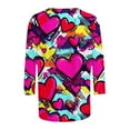 thumbnail image 6 of Feancey Womens Plus Size Tunic Tops 3/4 Sleeve Valentine Shirt for Date Night Cute Love Heart Printed Loose T-Shirts Dressy Casual Work Blouse Yellow 4XL, 6 of 7