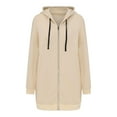 thumbnail image 4 of Breezora Womens Oversized Full Zip Hoodie Long Sleeve Loose Warm Sweatshirt Fall Winter Pullover With Pockets L Size Beige, 4 of 9