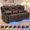 Brown, variant on 3-Seat Power Recliner Sofa with Console, Massage & Heat, LED Theater Seating with Drawer, USB Charging, Cup Holders, Drawer, Tray Table ＆ Phone Holder, Faux Leather, Black