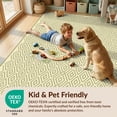 thumbnail image 4 of Design&I 8'x10' Washable Area Rug Snag-Free Sage Farmhouse Cream Motif Symmetrical Border Bathroom Waffle for Dining Room, Large Office, Lounge, 4 of 7