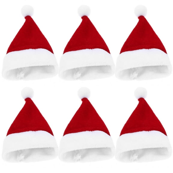 FELTECHELECTR 10Pcs Mini Christmas Hat Velvet Fabric Round Top Curved Brim for Lollipop Bottle Decorations Party Favor
