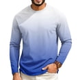 thumbnail image 2 of GrmtClth Shirts For Men Seamless Ombre Gradient Long Sleeve Crewneck Shirts Loose Relaxed Fit Lightweight Spring Fall Athletic Daily Pullover Tops Blue L, 2 of 7