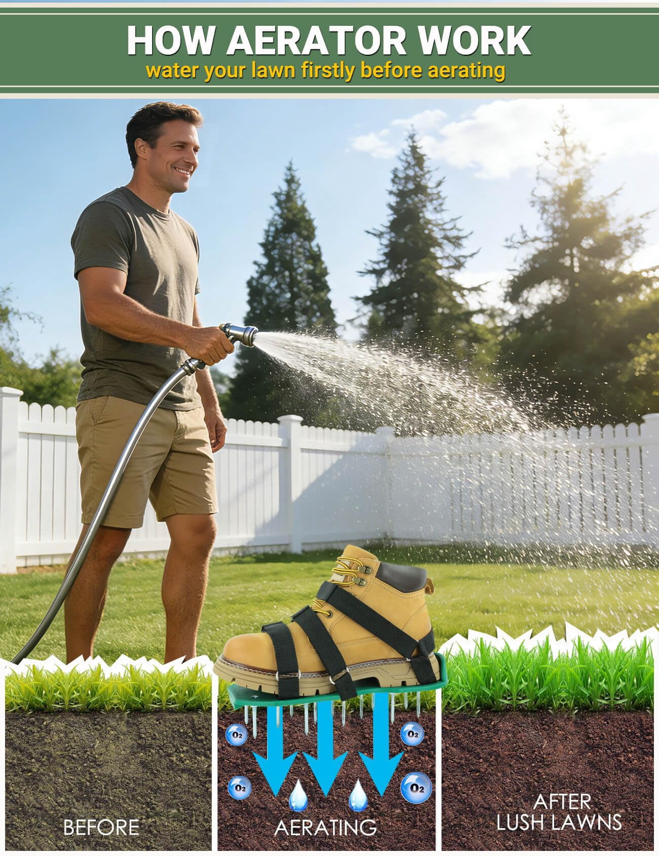 Lawn Aerator Shoes For Grass  Pre-assembled Heavy Duty Tool With Hook And Loop Straps One Size Fits All Spiked Effectively Aerating Yard Garden Patio Soil No Installation