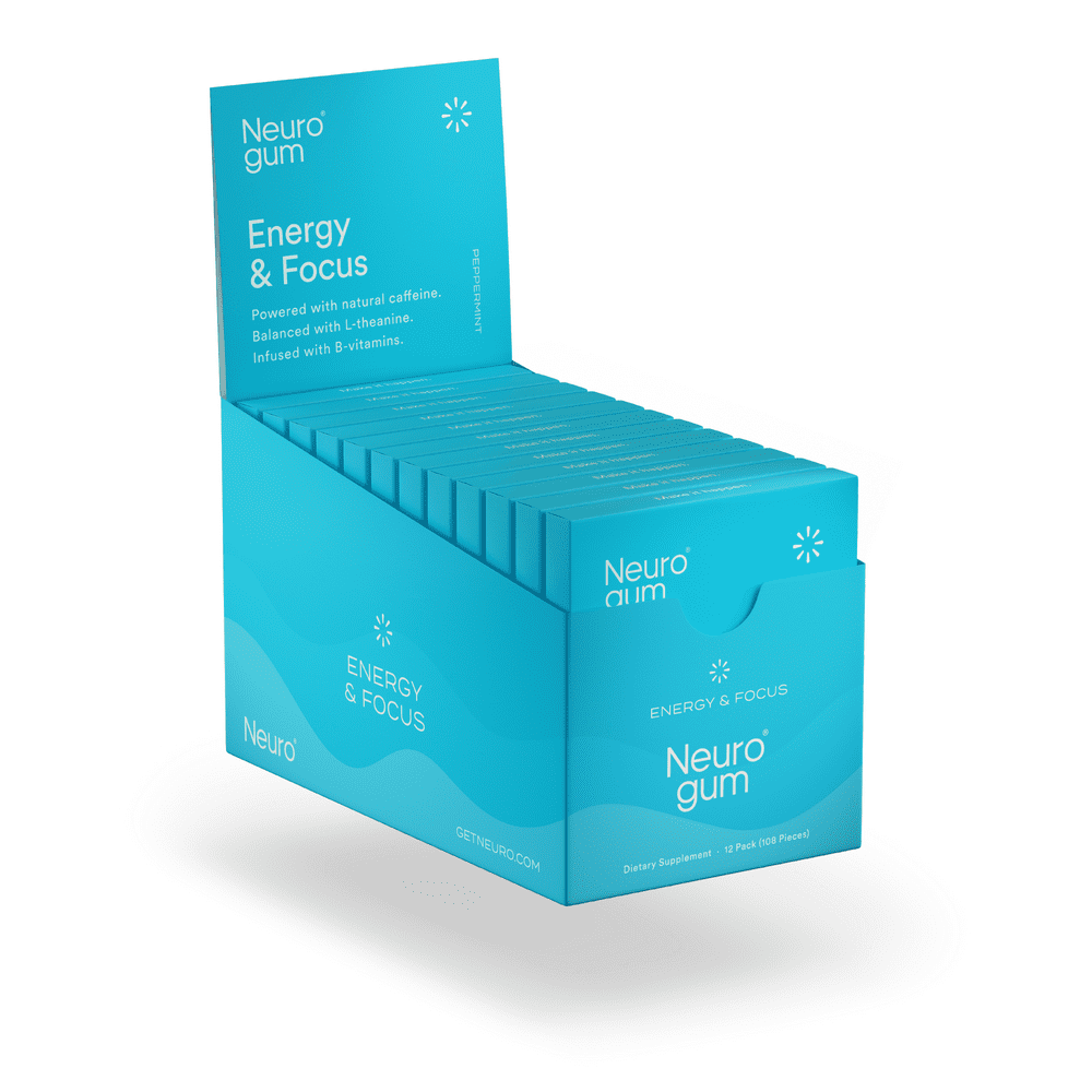 NeuroGum Nootropic Energy Gum, Mint Flavor, 12 Pack