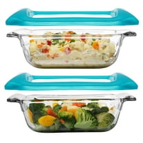 Libbey Baker’s Premium 8x8 Inch Glass Baking Dish Set of 2 with Lids, Stackable Bakeware with GreatGrip Handles, Durable Covered Square Dishes