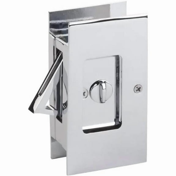 Emtek 2108US26 1.37 x 1.75 in. Modern Rectangular Privacy Pocket Door Lock for Door, Polished Chrome