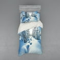 thumbnail image 1 of Ambesonne Winter Bedding Set 3 Pcs, Blue Sky Tree Footprints, Twin, Blue White, 1 of 3