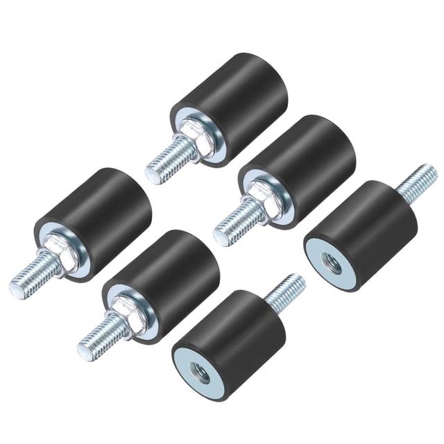 6 Pack M8x23mm Thread Studs Rubber Shock 25x30mm Male Female 6 Pack M8 Lock Nuts