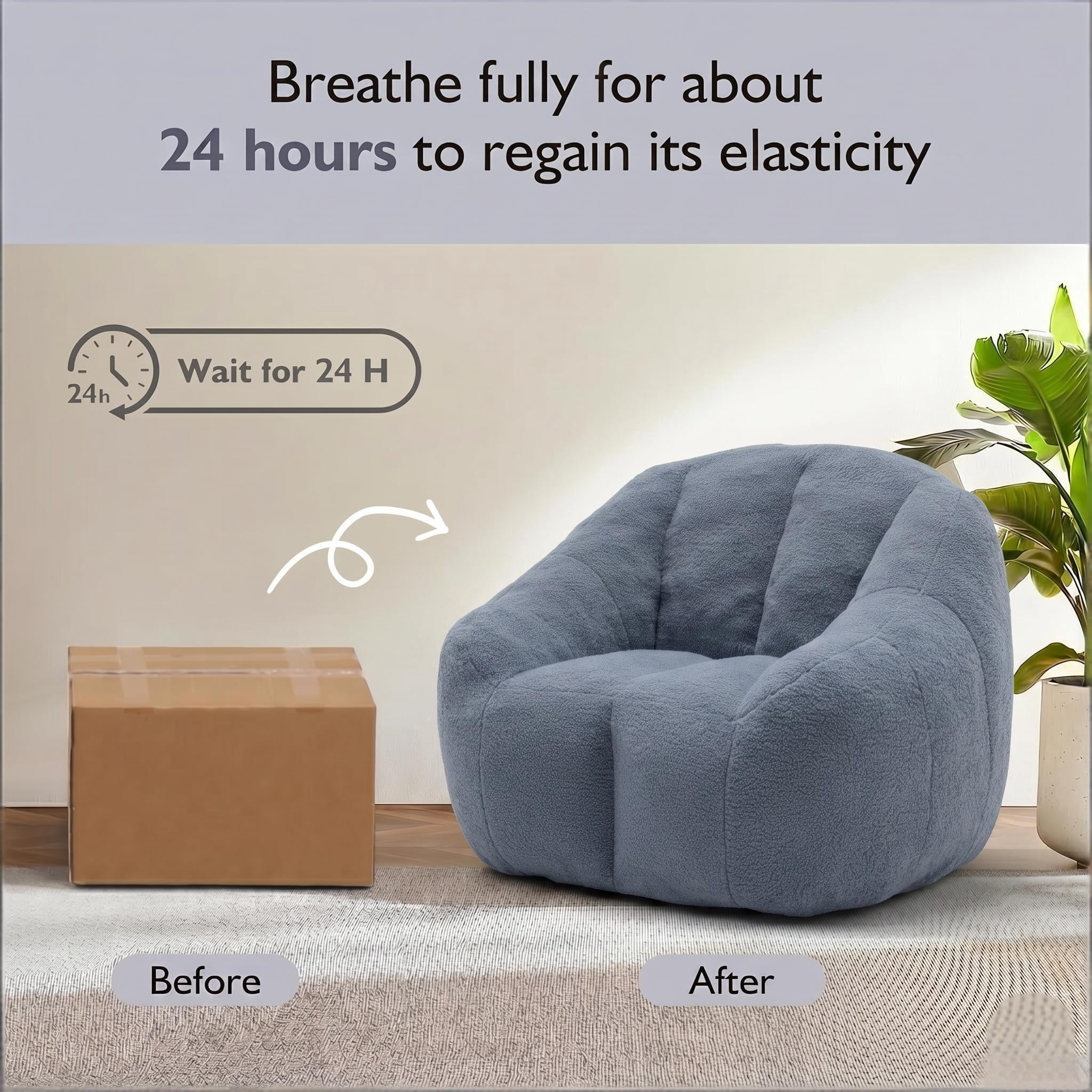 Howcool Bean Bag Chair with Filler, Memory Foam Tufted Fluffy Lazy Sofa for Living Room Dorm Apartment