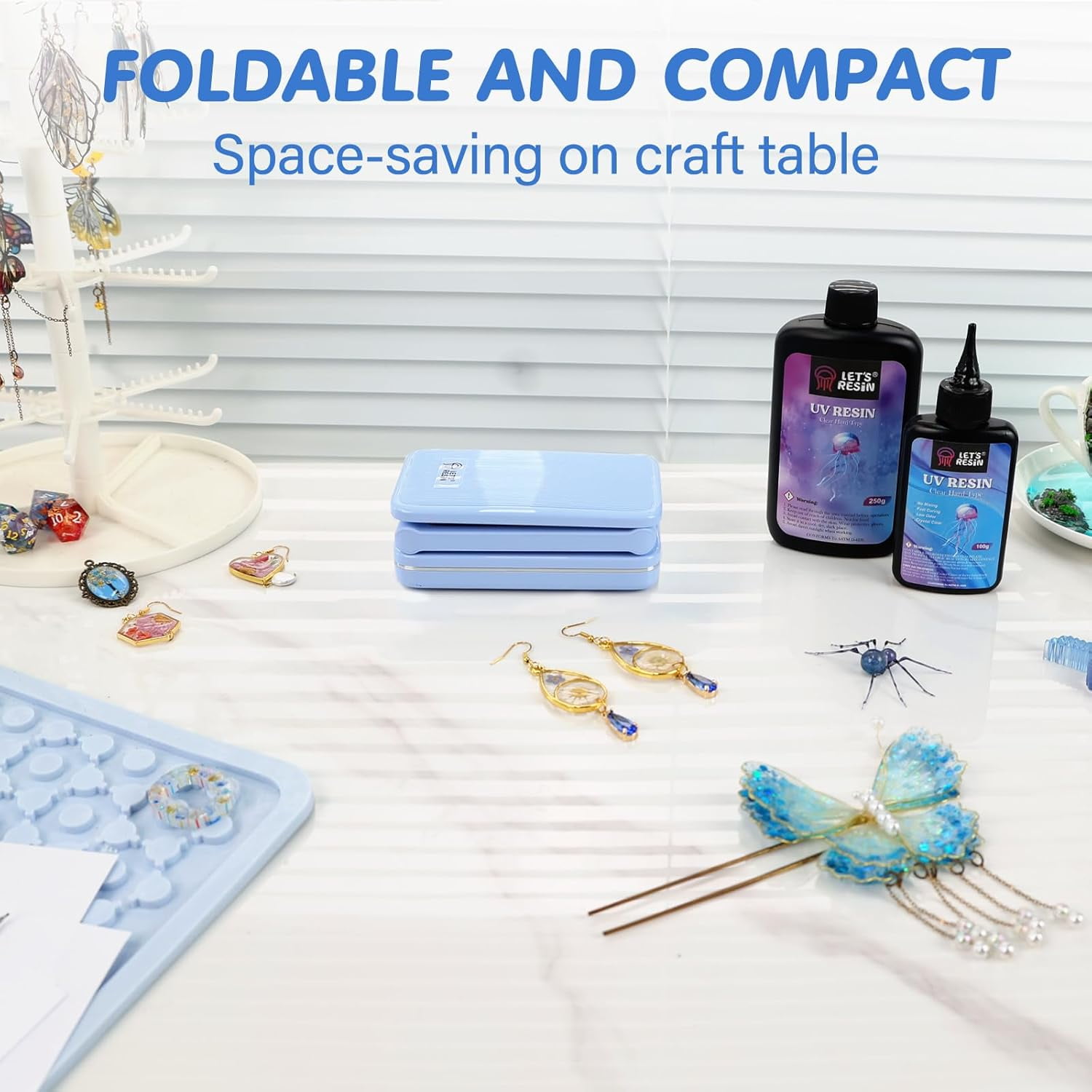 Let's Resin Rechargeable UV Light, Foldable & Height Adjustable UV Light for Resin with Heat Gun for Resin
