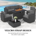 thumbnail image 2 of 8 Piece Patio Furniture Set with 44" Propane Gas Fire Pit Table, Outdoor Sectional Conversation Set Wicker Rattan Sofa Set with Coffee Table, 2 of 7
