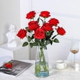 thumbnail image 2 of Xiao Hua 12 ramos de flores artificiales de seda, rosas realistas con tallos largos para decoración del hogar, boda o fiesta (rojo), 2 of 4