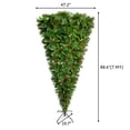 thumbnail image 7 of GO 7.4 ft Upside Down Green Christmas Tree Hinged Spruce Full Tree with Red Artificial Berries, 7 of 7