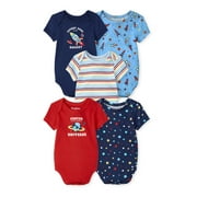 The Children's Place Baby Boy Short Sleeve 5-Pack Bodysuits, Sizes 0-24Months