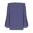 thumbnail image 4 of HongQid Womens Off The Shoulder Long Bell Sleeve Tops Flared Casual Loose Blouse, 4 of 6