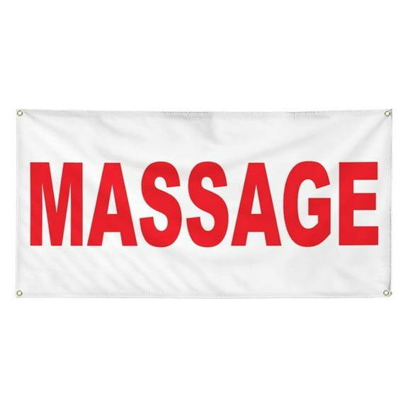Vinyl Banner Massage Red Business Outdoor Weatherproof Sign 36x72 Inches - 6 Grommets - Industrial Yard Signs for Advertising & Promotion
