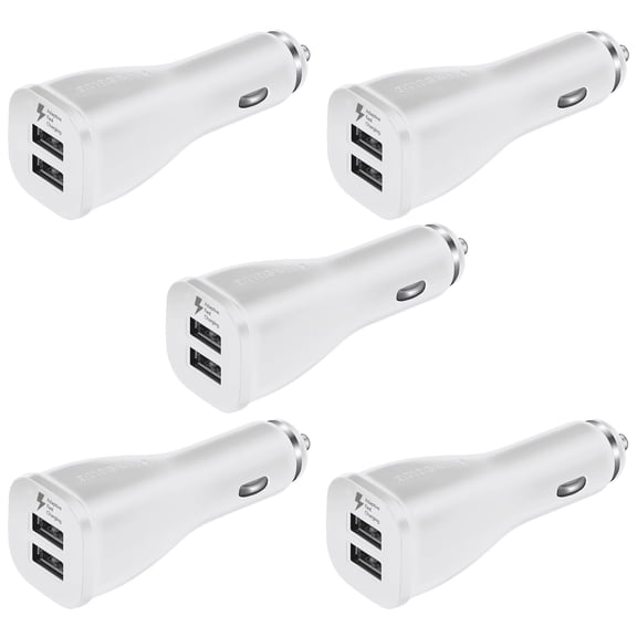 5-Pack Samsung Fast Charging Dual-Port Vehicle Charger for Galaxy S7 S6 Note 5 4 Edge EP-LN915UBESTA For Samsung Galaxy S6 Edge S7 Edge S8 S8  S9 S9  Note 8 9 - White