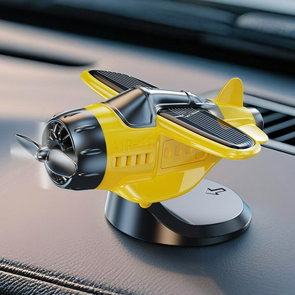 Car Solar Airplane Ornaments Rotating Propeller Fighter Car Center Console Powered Aircraft Ornaments Car Interior Accessories