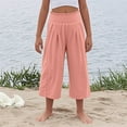 thumbnail image 5 of Delliss Girls Straight Cropped Pants Pleat Loose Casual Capri Wide Leg Elastic Waist with Pocket Trouses, 5 of 7