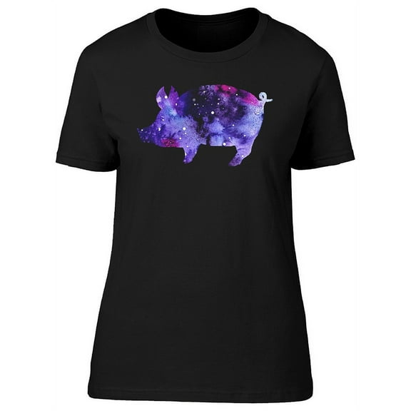Smartprints Womens Graphic Tee - Purple Pig Silhouette - Regular Fit 100% Cotton