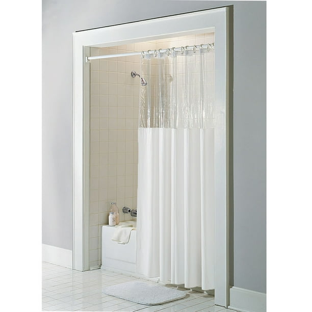 Bone Ivory Vinyl Windowed Shower, What Size Is A Standard Shower Curtain Rod