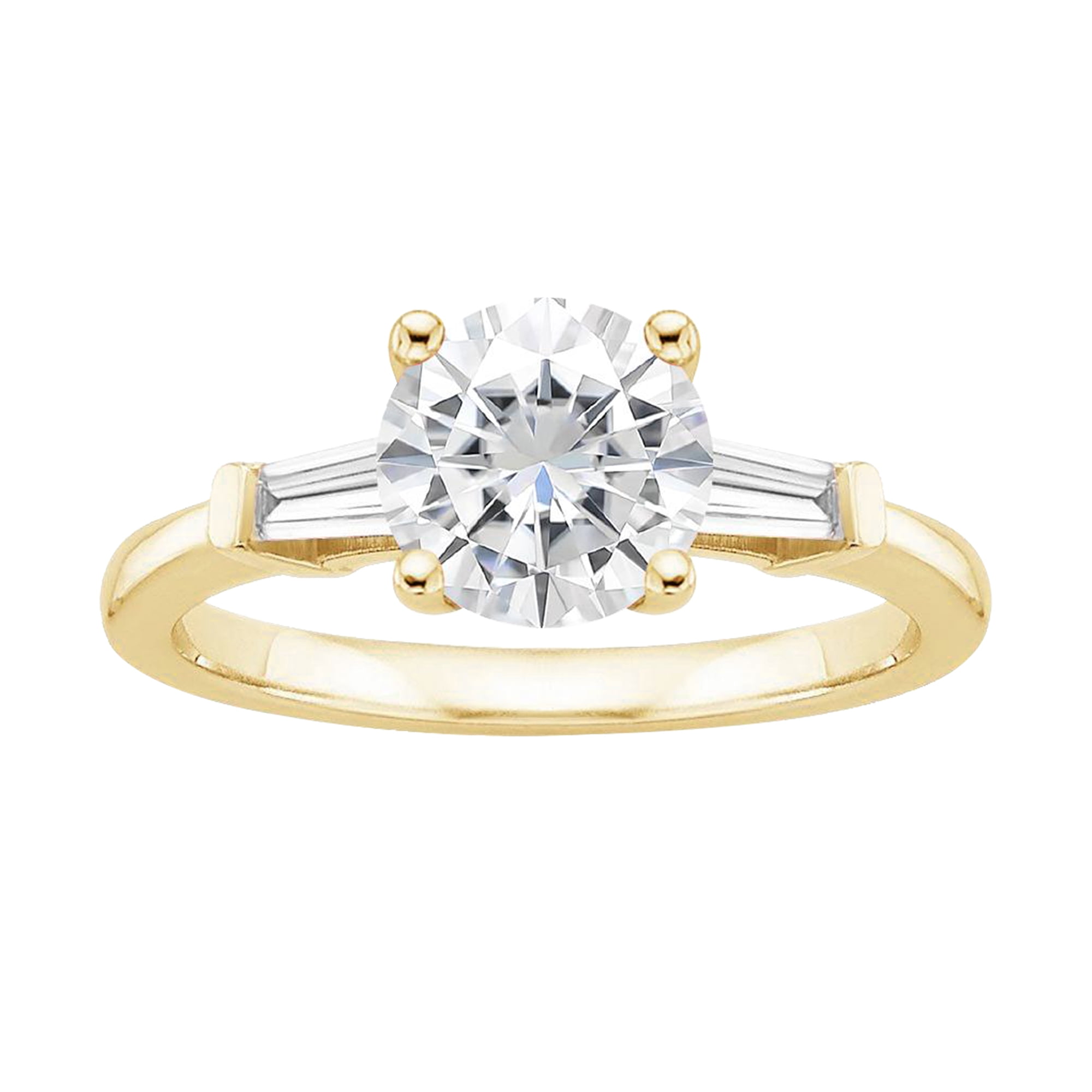 Arista 1.00 ct Round Swarovski Diamonds Women's Engagement Ring in Yellow Plated Sterling Silver