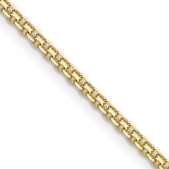 Auriga Fine Jewelry 14K Yellow Gold 2.2 mm Lightweight Flat Bismark Chain Necklace for Women 16"