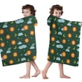 thumbnail image 4 of Green Sun Moon Cloud Planet Pattern Hooded Bath Towel，50"x30" for Ages 3 To 12 Kids, Quick Dry Lightweight Soft Microfiber Hood Beach Towel Cover Up for Kids, 4 of 7
