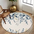 thumbnail image 2 of Round Rugs 6Ft, Navy Blue Eucalyptus Round Area Rug Washable Indoor Throw Carpet, Farmhouse Weeping Leaves Linen Soft Non Slip Circle Rug for Office Cabinet Home Decor Aesthetic, 2 of 8
