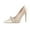 Beige, variant on XYD Women Graceful Rhinestone Bowknot Stiletto High Thin Heel Slip On Pumps Pointed Closed Toe Dress Bridal Shoes Size 7 Beige