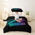 thumbnail image 2 of Castle Fairy Sport Handball Twin Duvet Cover, Gradient Graffiti Splash Twin Bedding, Black Teal Pink,Black Reversible,2pcs,1 Duvet Cover and 1 Pillowcase, 2 of 6