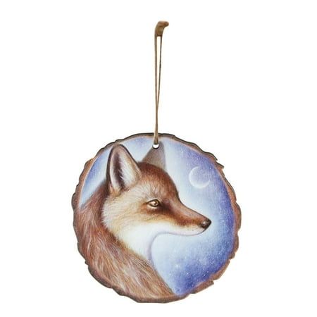 

Dealovy Lovely Christmas Round Wooden Hanging Night Scenery Printed Pendant