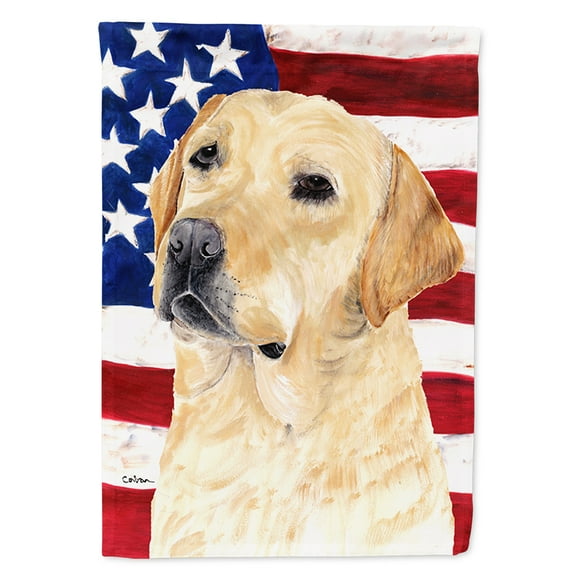 USA American Flag with Labrador Flag Canvas House Size
