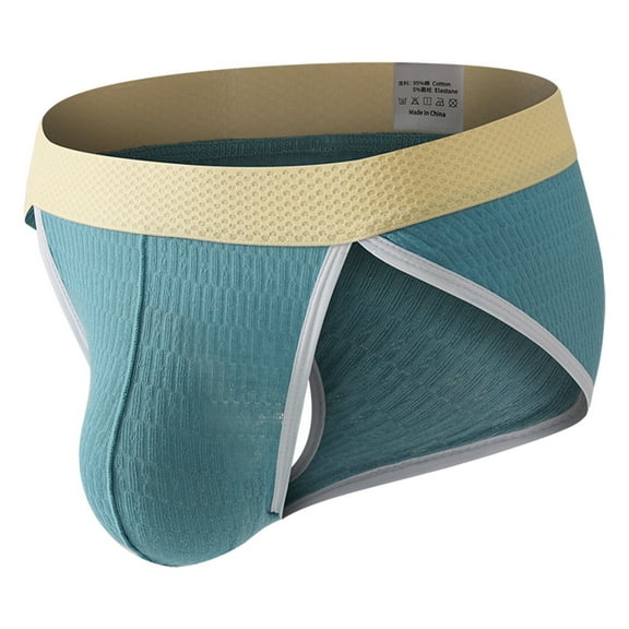 LNWUY Mens Casual Solid Breathable Low Waist Sports Underwear Briefs Pants Underwear Stretch Pouch with Bulge Enhancing Blue L