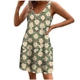 thumbnail image 2 of Ovzne Robes pour Femmes Robe Femme Décontractée avec Poches Été Boho Robe de Plage T-Shirts Robe Col en V Ample Robes de Vacances Imprimées Liquidation, 2 of 5