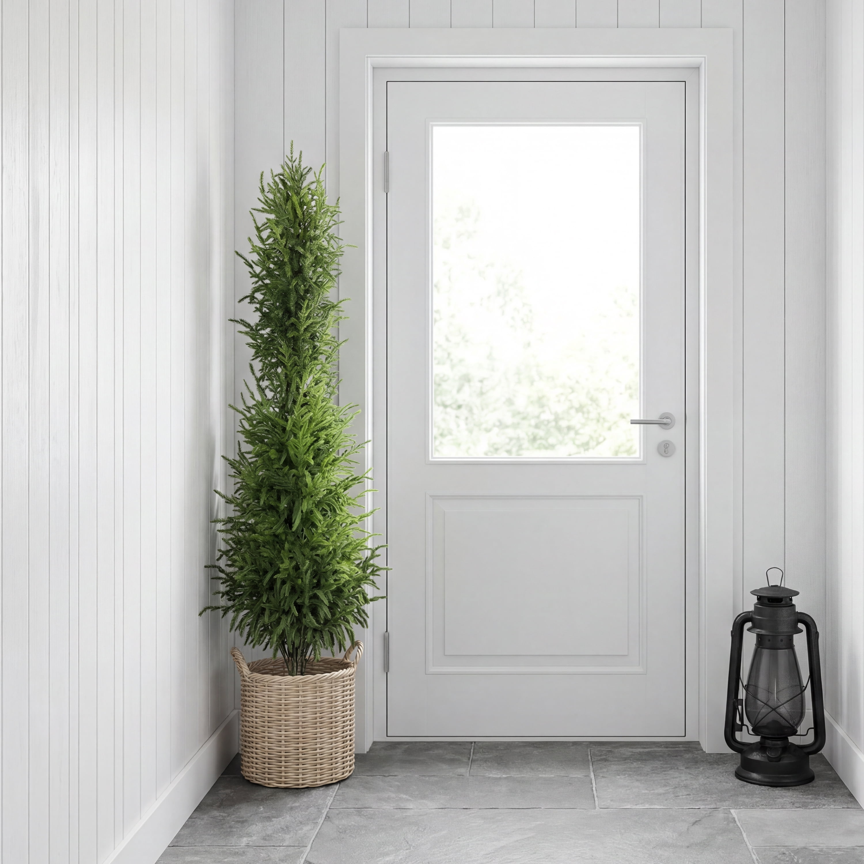 5ft Artificial Real Touch Pine Tree with Black Plastic Pot,Faux Plants Indoor Outdoor Decor,Silk Plants for Home Decor Office,Set of 1