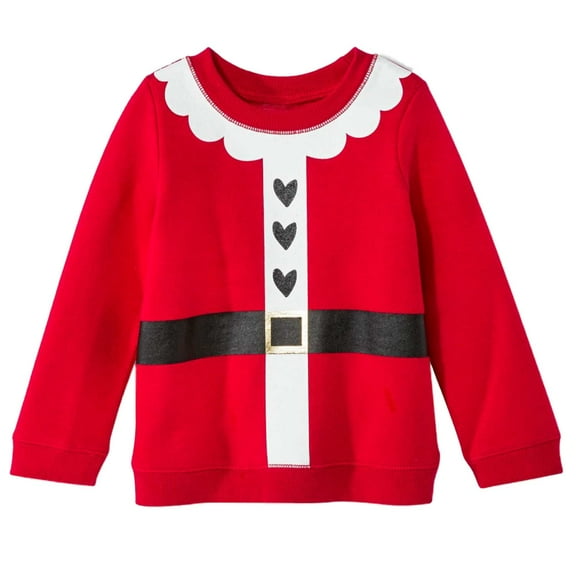 Infant & Toddler Girls Red Santa Claus Christmas Holiday Sweatshirt
