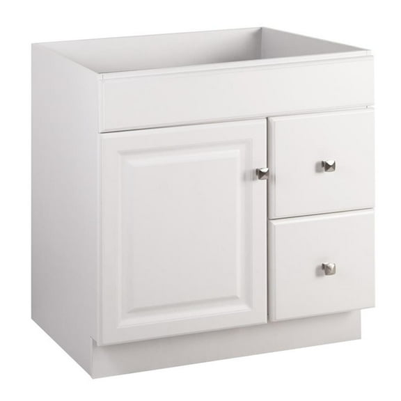 Pemberly Row 30-Inch 2-Drawer Unassembled Wood Vanity Without Top in White