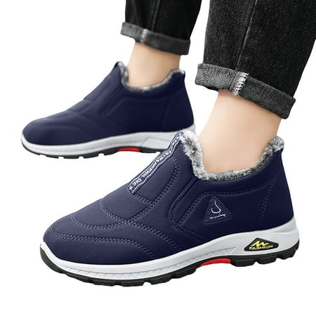 

Chnzic Men Snow Boots Pattern Autumn And Winter Thickened Warm Comfortable Casual Slip On Shoes