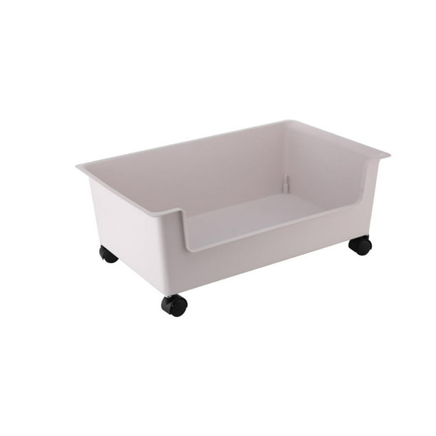 Contenedor de almacenamiento con ruedas, contenedor grande extraíble para juguetes en movimiento. Blanco L