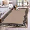 thumbnail image 2 of Black Brown Greek Key Large Area Rugs for Bedroom Living Room, Soft Non Slip Carpet Bedside Rug, Geometric Greece Ancient Farmhouse Geo Rectangular Floor Cover Kitchen Accent Rug 3'x5' for Office, 2 of 9