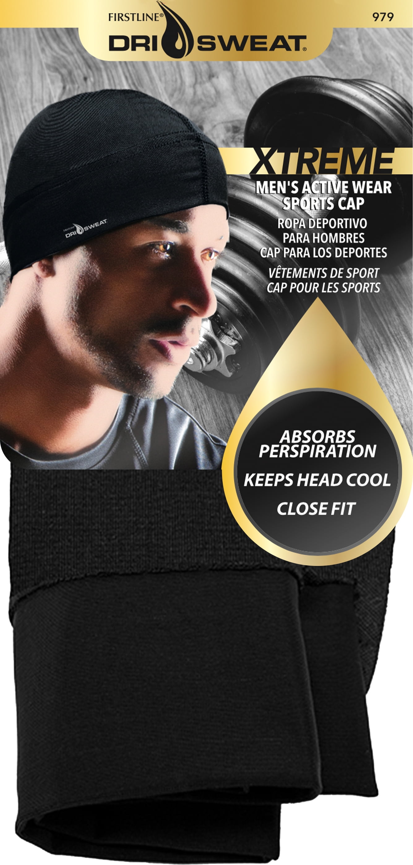 Dri Sweat Men's Active Wear Sports Cap Black Breathable