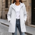 thumbnail image 2 of Ghalytn Women's Mid Length Hooded Rain Jacket with Adjustable Cuffs, Drawstring Waist Zip Up Windproof Coat Side Pockets, 2 of 9