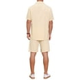 thumbnail image 3 of INSPIRE CHIC Men's 2 Pieces Sets Beach Short Sleeve Shirt & Shorts Striped Textured Outfits 3XL Beige, 3 of 6